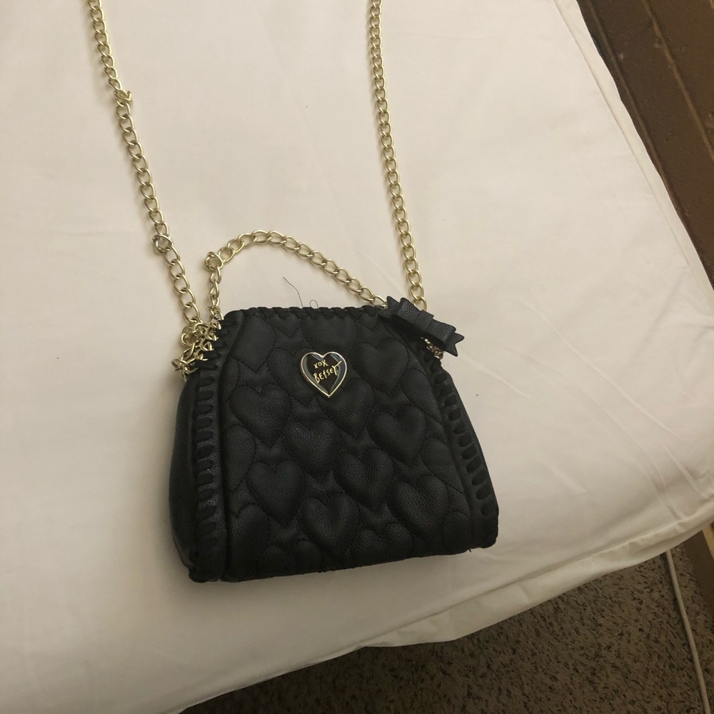 Black Betsy Johnson Heart Crossbody Bag